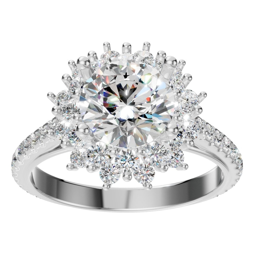 RI-7577 White Gold Ring SET - Front View