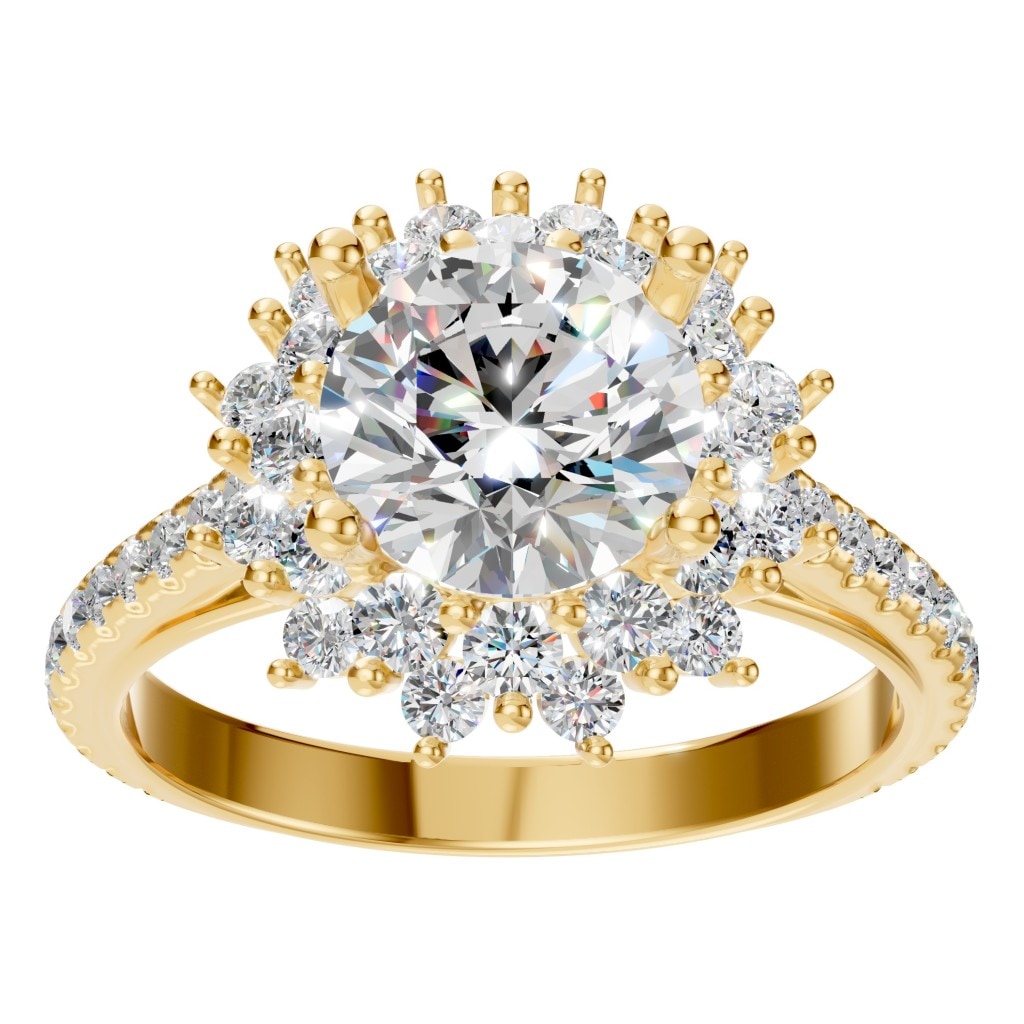 RI-7577 Yellow Gold Ring SET - Front View