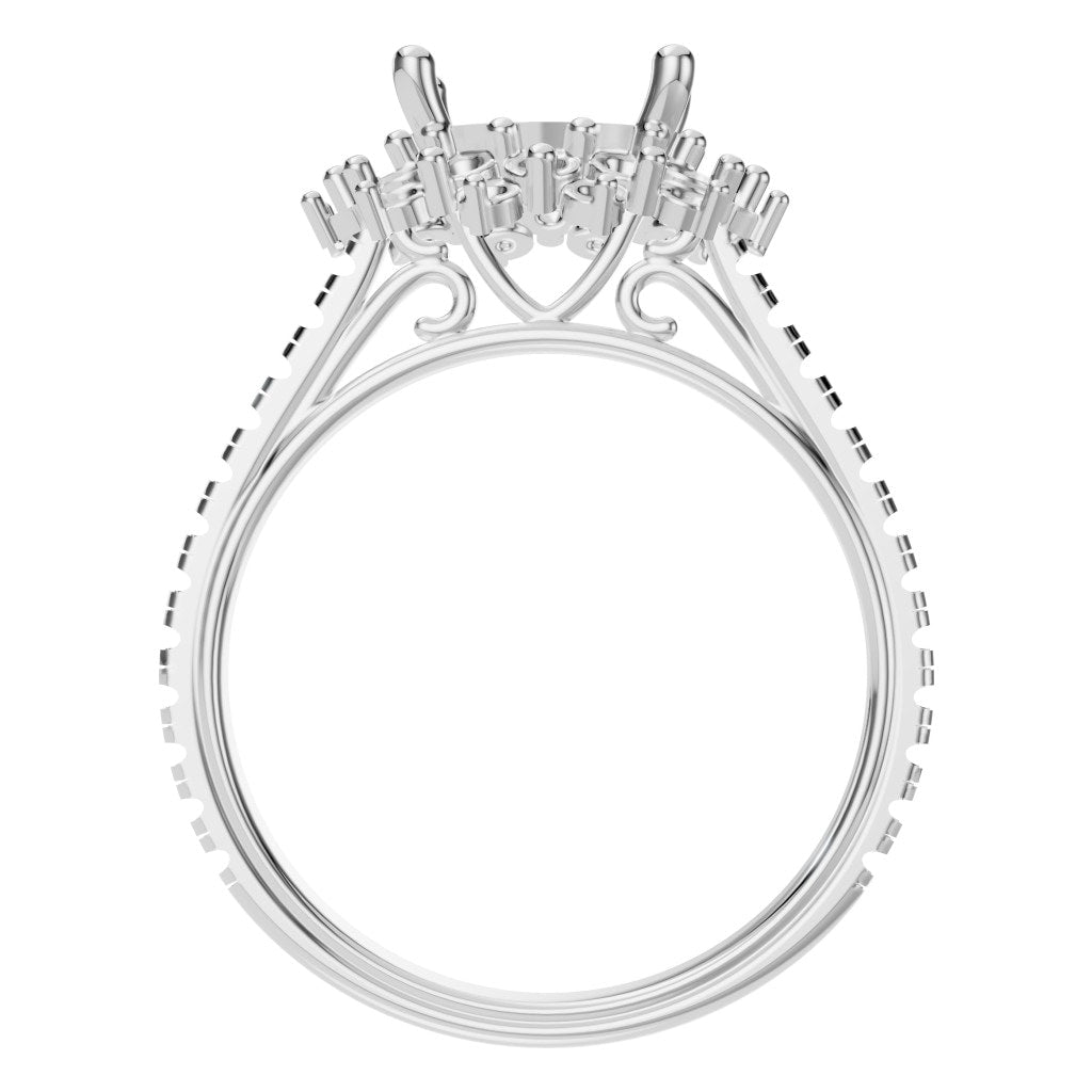 RI-7577 White Gold Ring UNSET - Top View