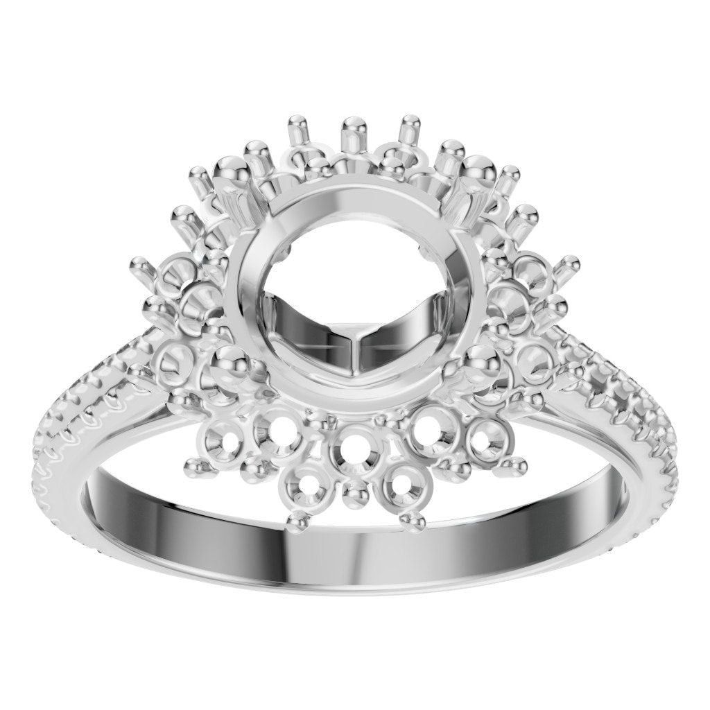 RI-7577 White Gold Ring UNSET - Front View