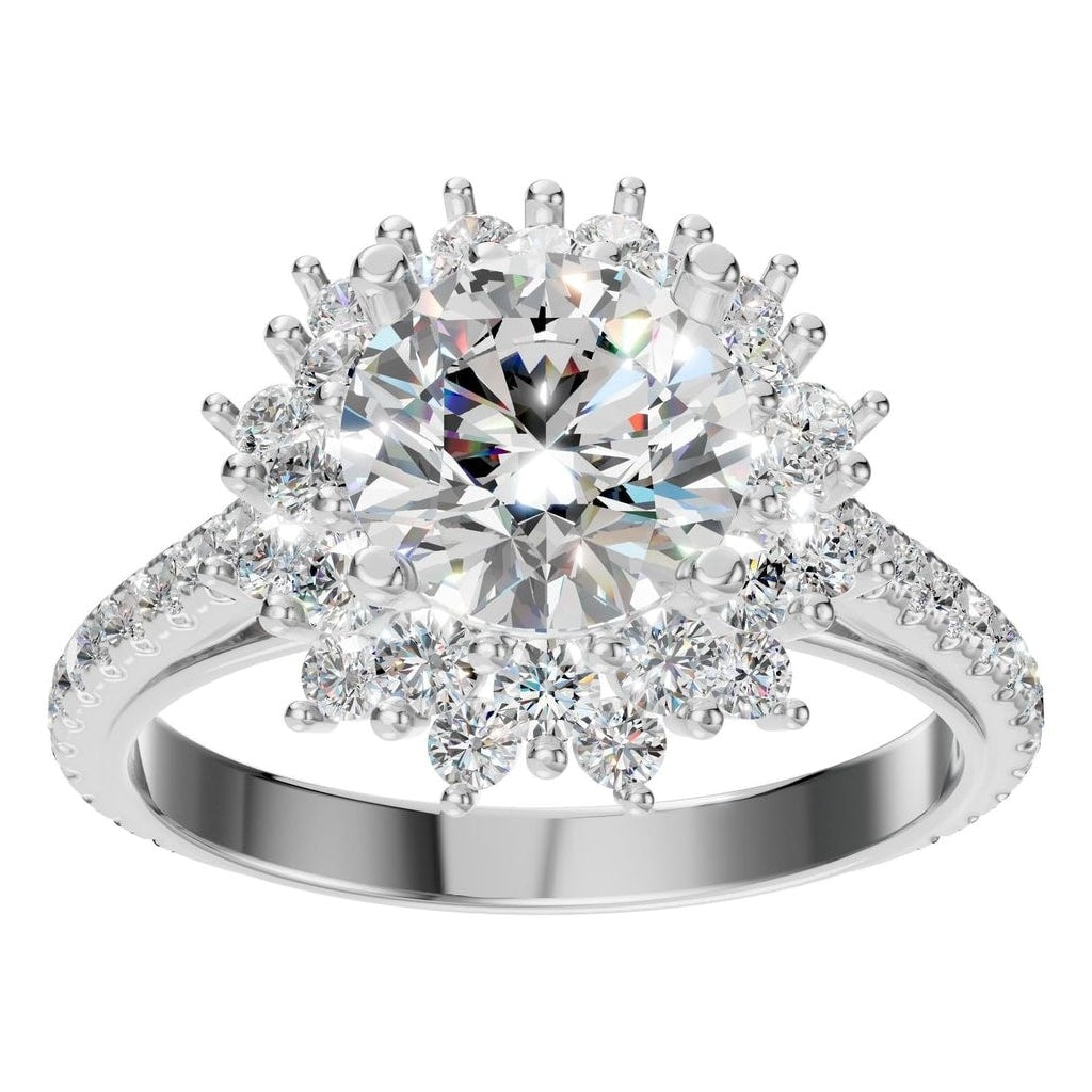 RI-7577 White Gold Ring SET - Front View