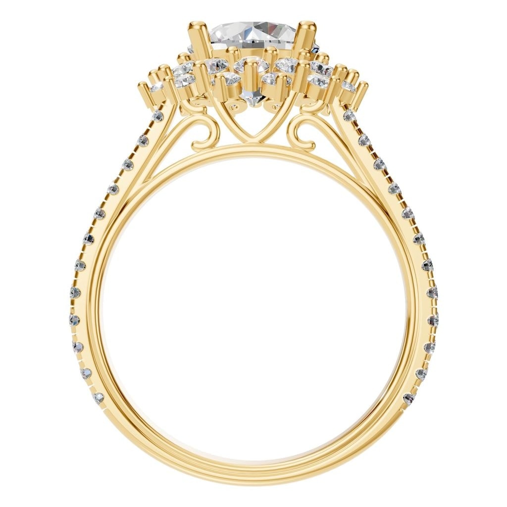 RI-7577 Yellow Gold Ring SET - Top View