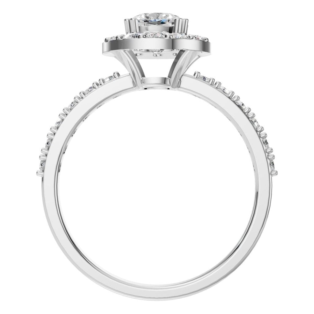 RI-7593 White Gold Ring SET - Top View