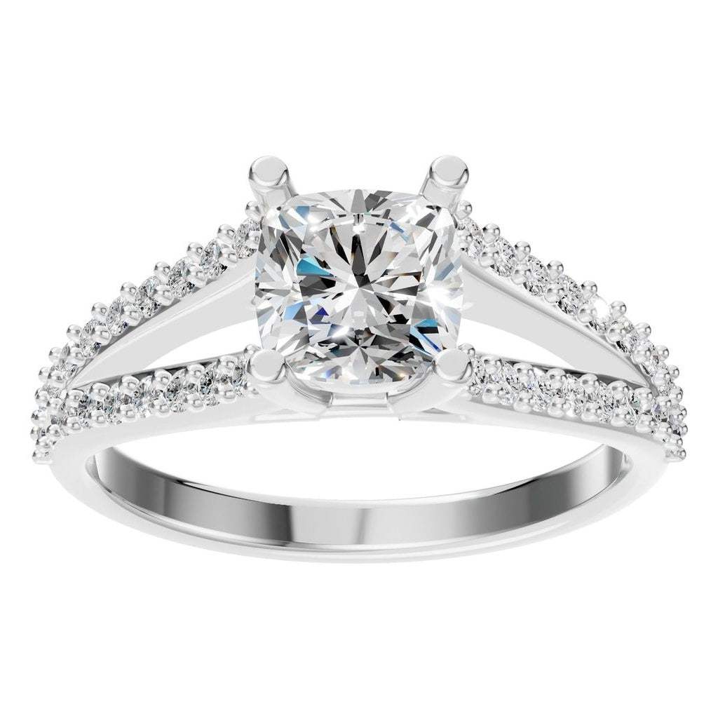 RI-7623 White Gold Ring SET - Front View