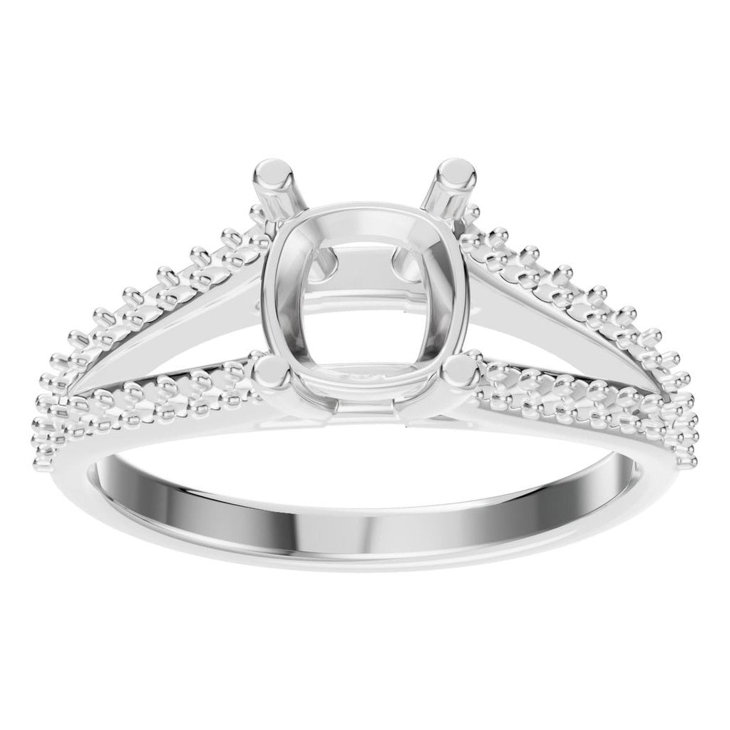 RI-7623 White Gold Ring UNSET - Front View
