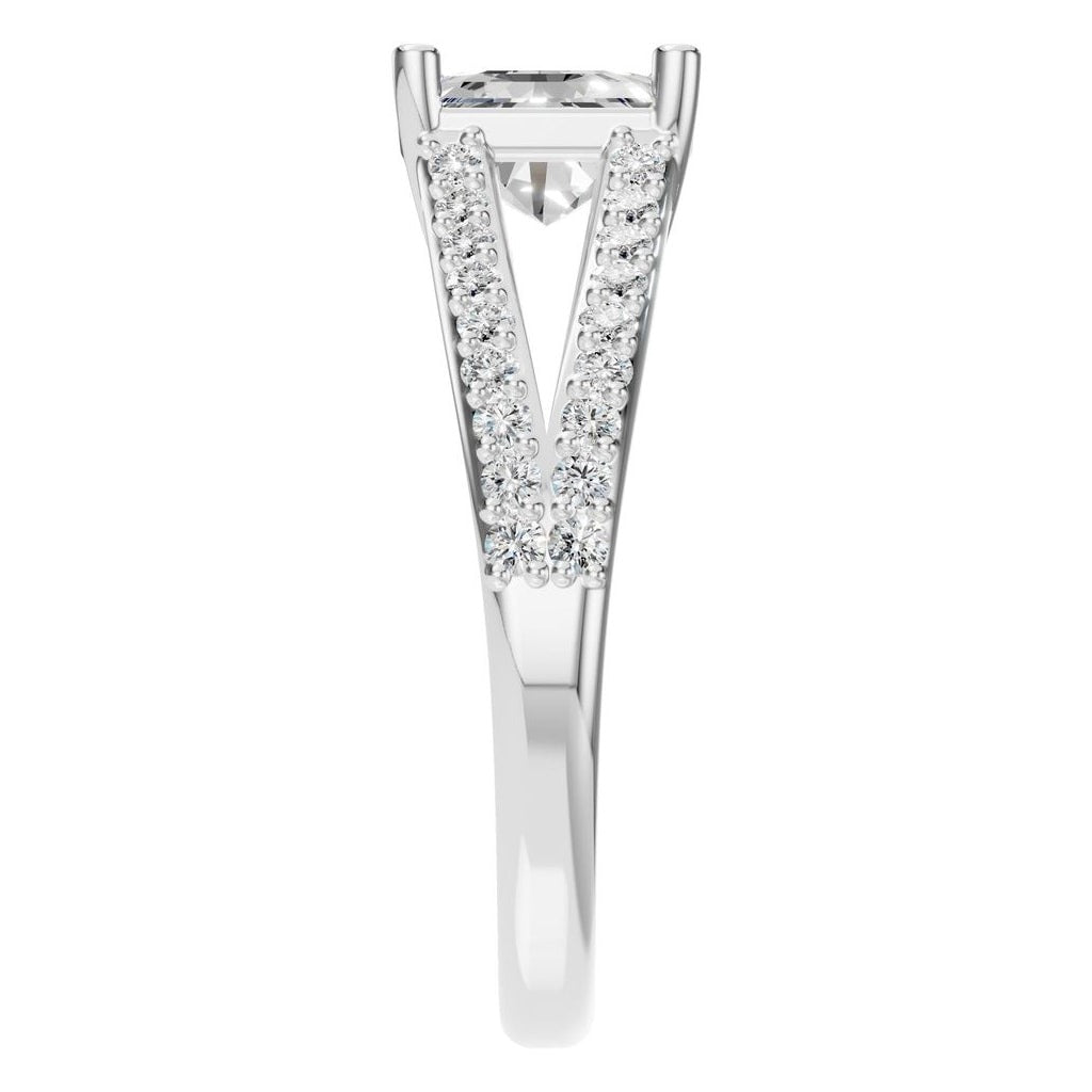 RI-7623 White Gold Ring SET - Side View