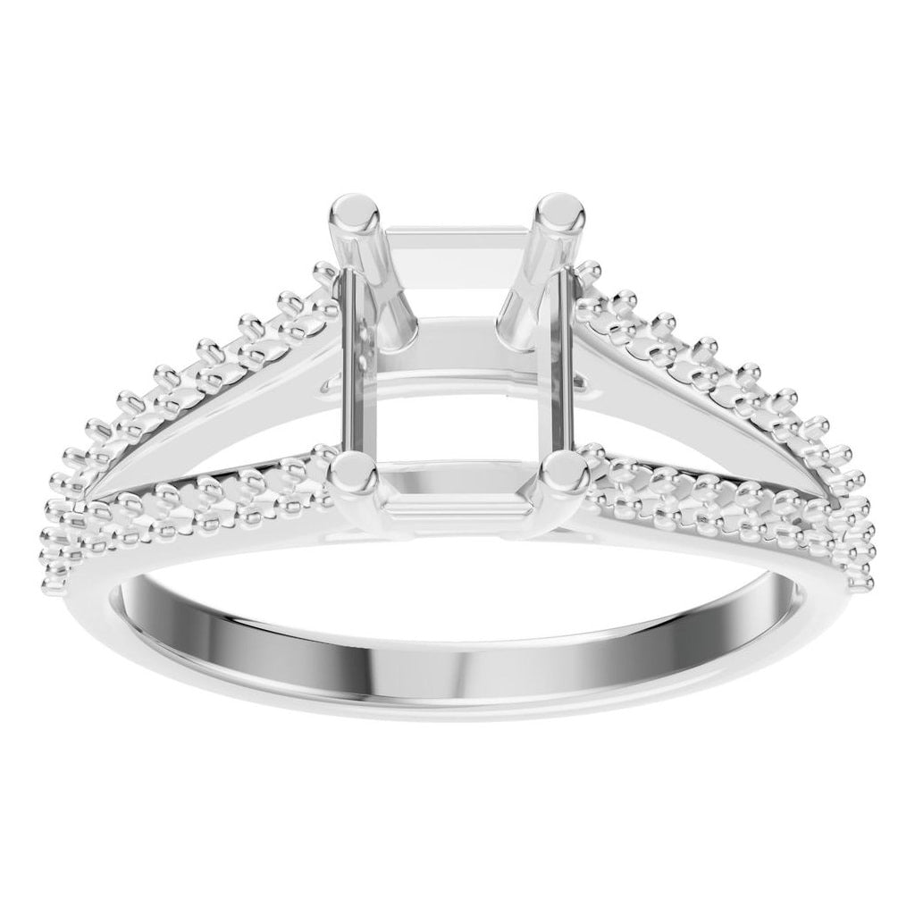 RI-7623 White Gold Ring UNSET - Front View