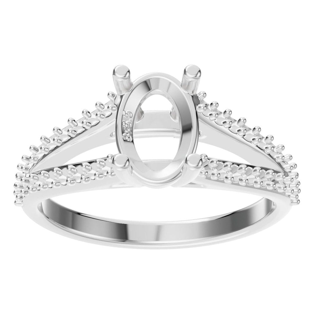 RI-7623 White Gold Ring UNSET - Front View