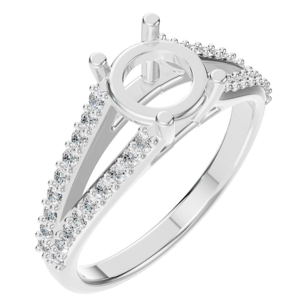 RI-7623 White Gold Ring SEMISET - Main View