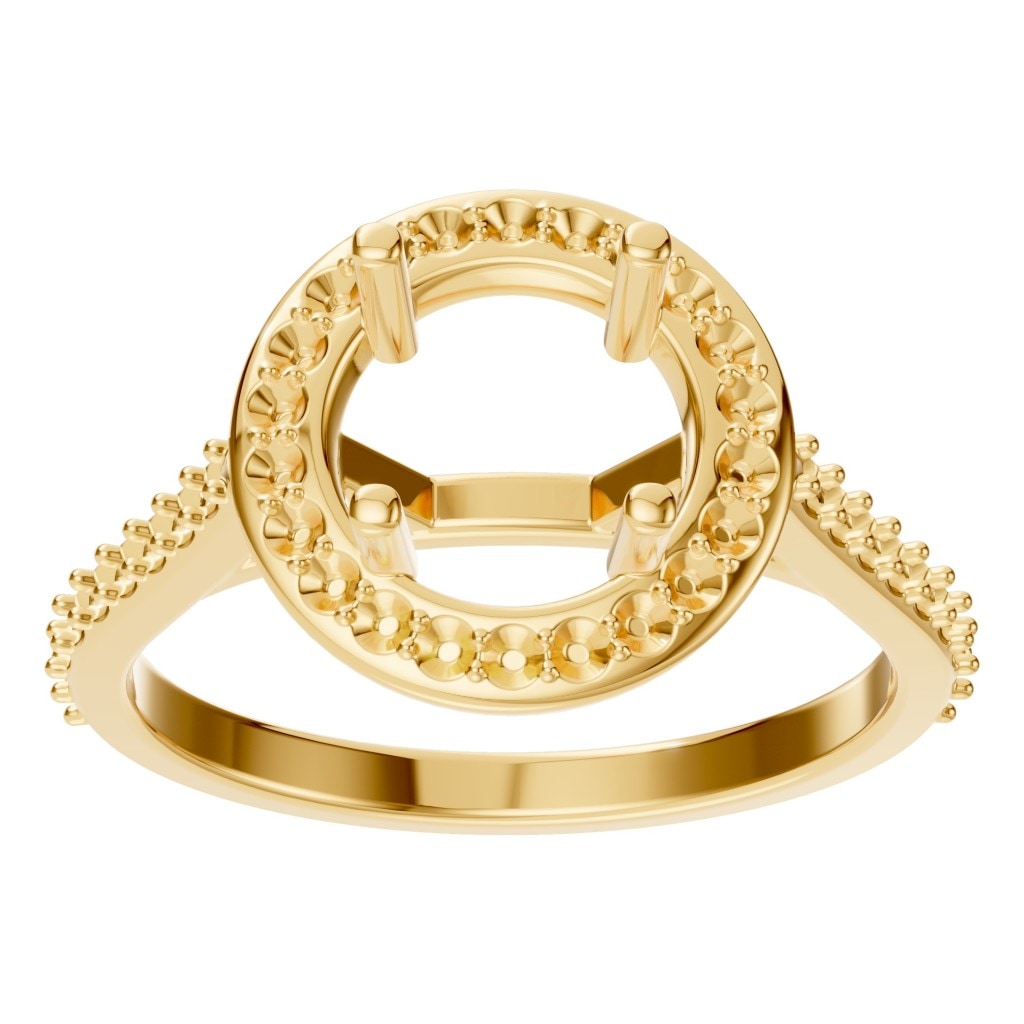 RI-7694 Yellow Gold Ring UNSET - Front View