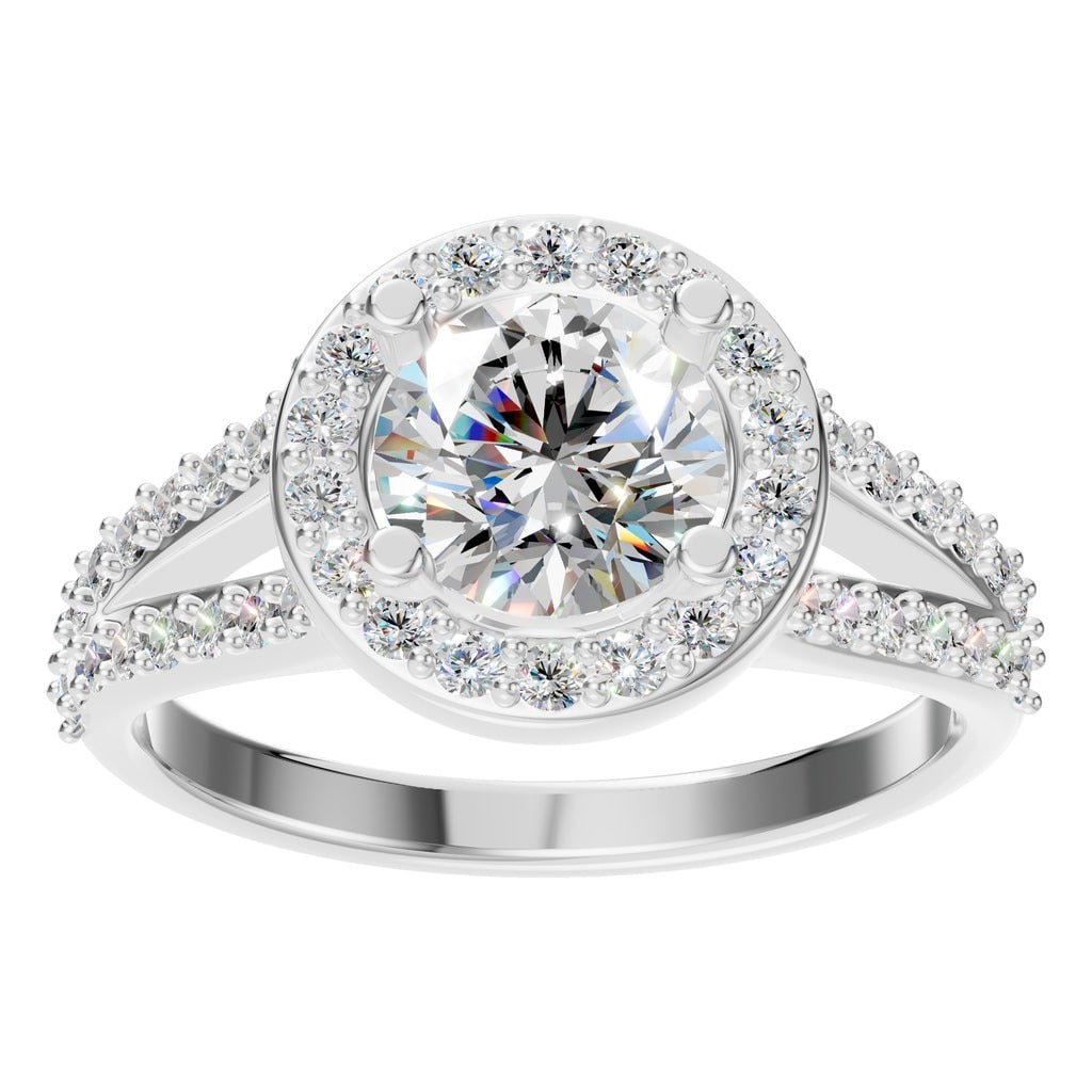 RI-8057 White Gold Ring SET - Front View