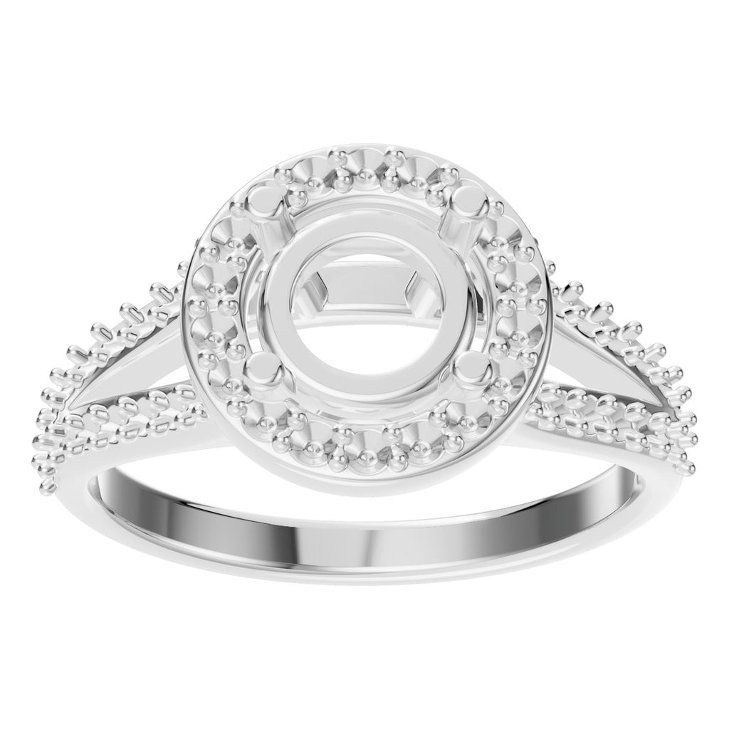 RI-8057 White Gold Ring UNSET - Front View