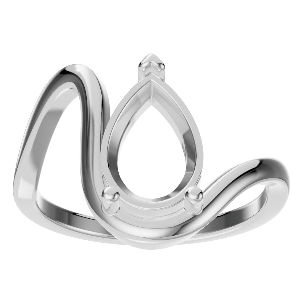 RI-8091 White Gold Ring UNSET - Front View