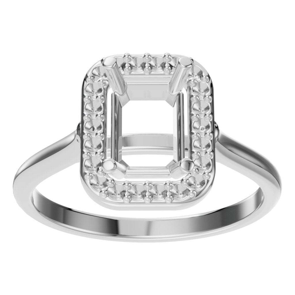 RI-8485 White Gold Ring UNSET - Front View