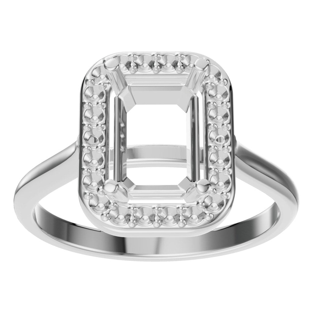 RI-8485 White Gold Ring UNSET - Front View