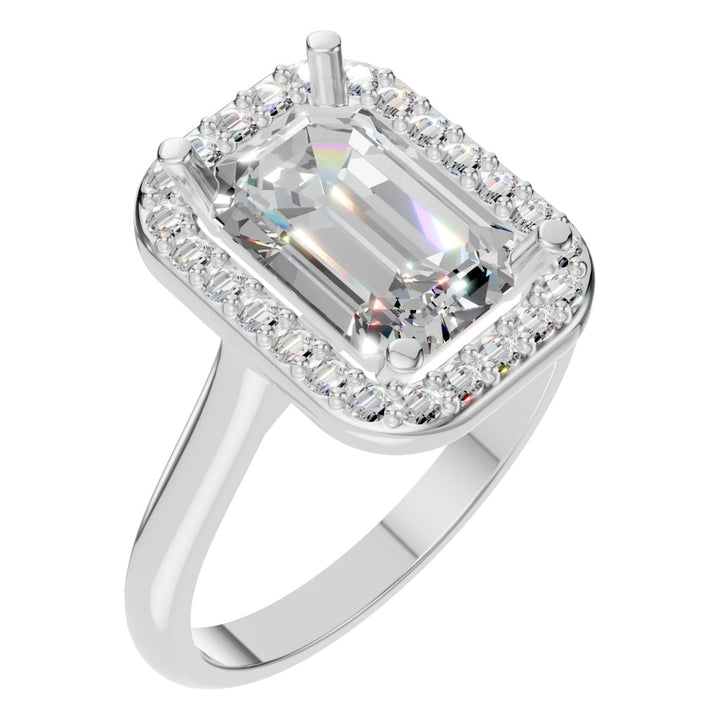 Halo Ring Mounting - Emerald 9x6mm