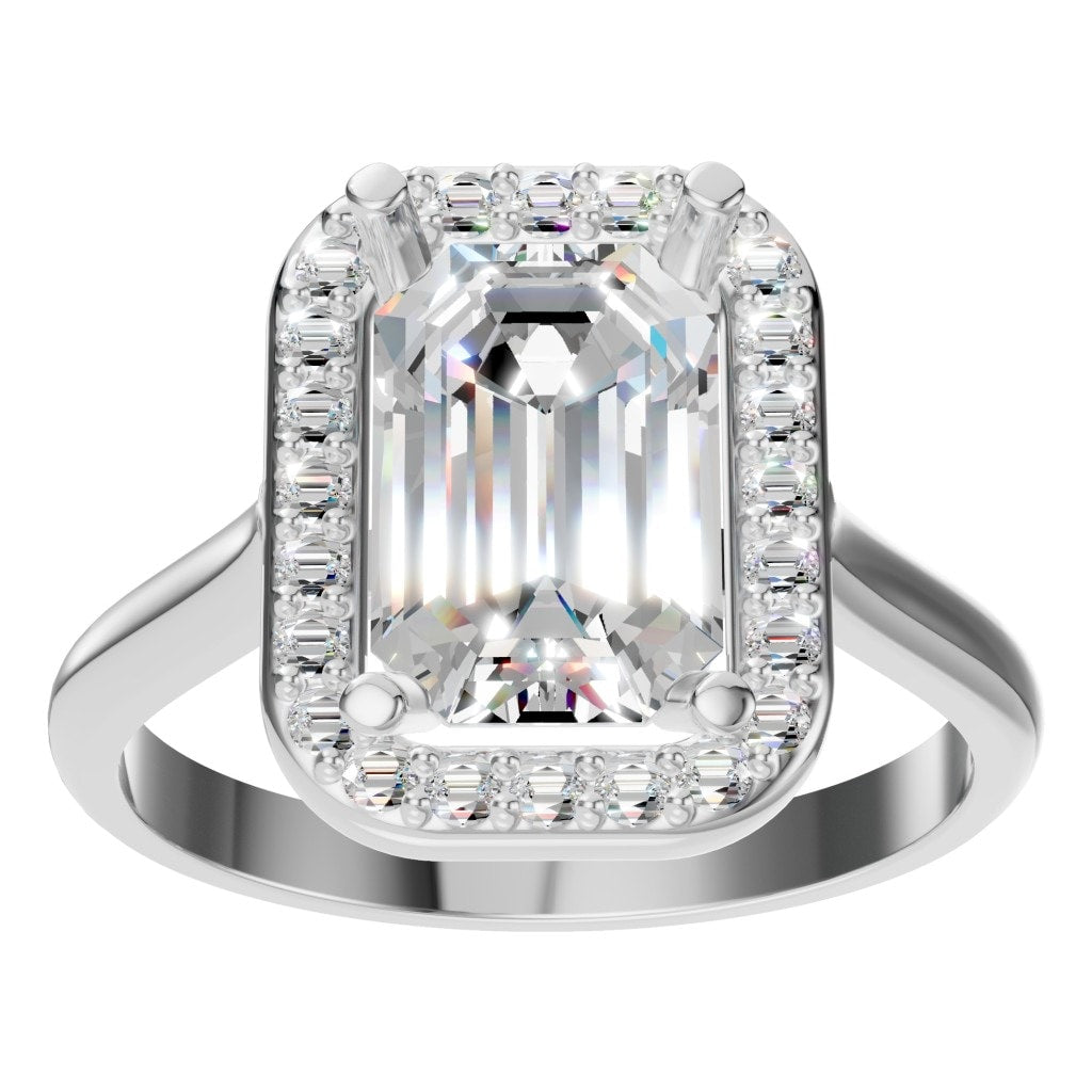 RI-8485 White Gold Ring SET - Front View