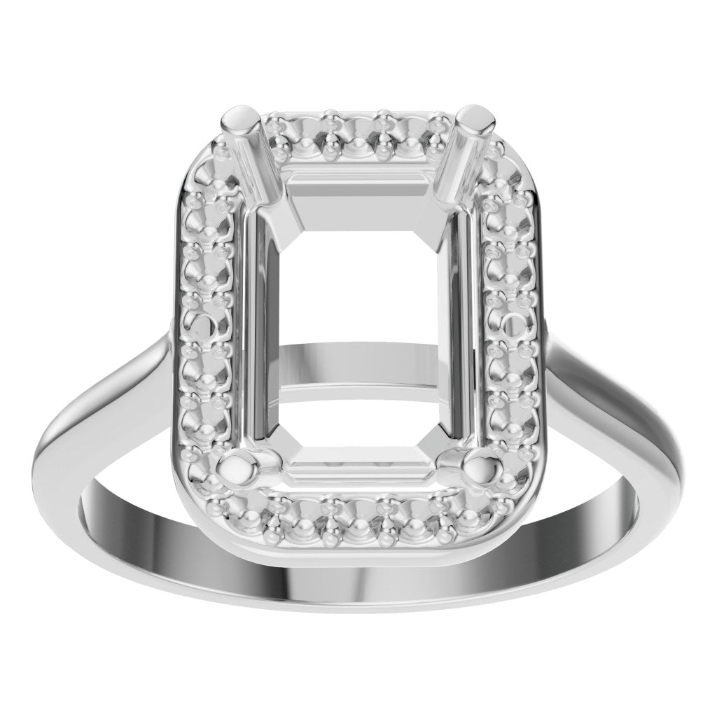 RI-8485 White Gold Ring UNSET - Front View