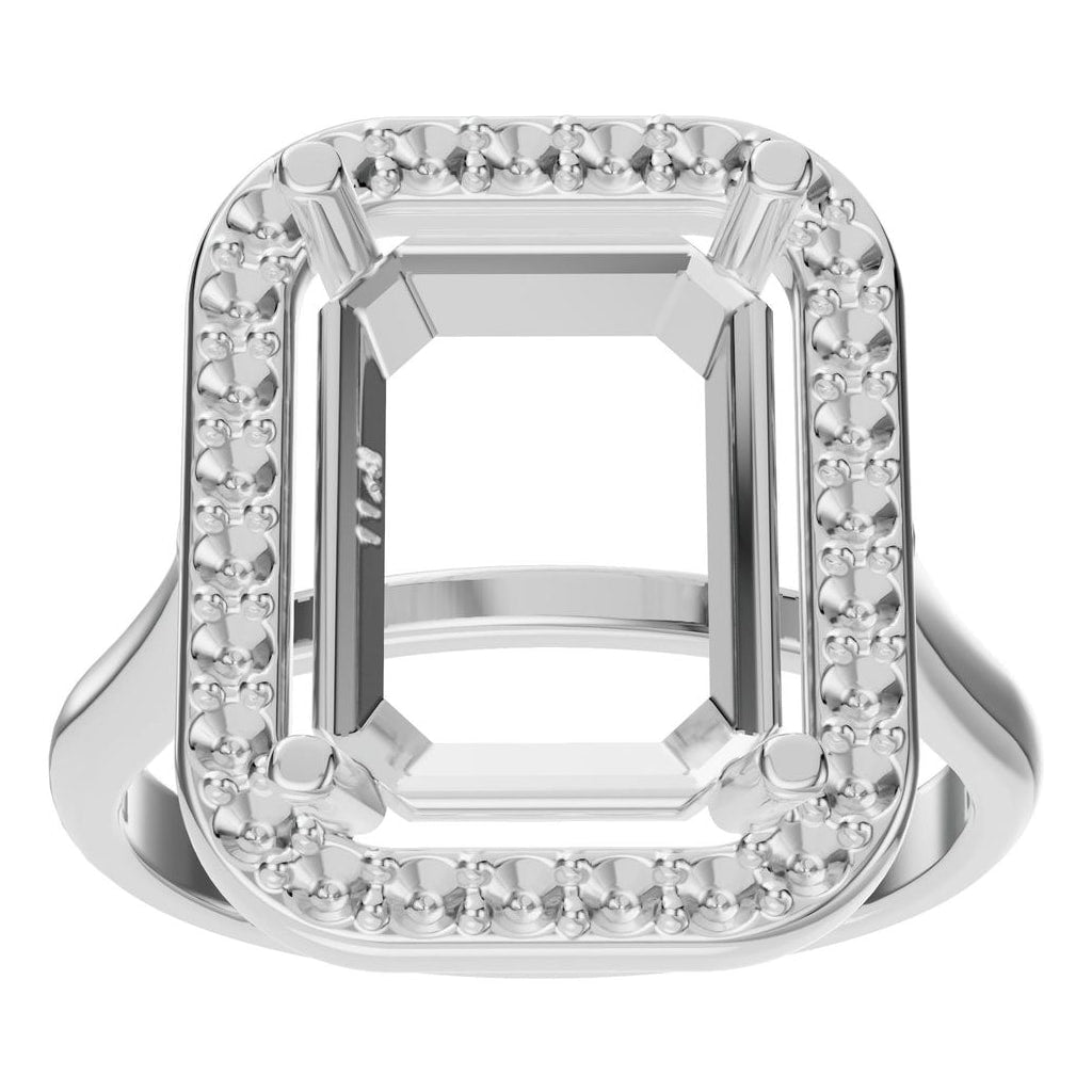 RI-8485 White Gold Ring UNSET - Front View