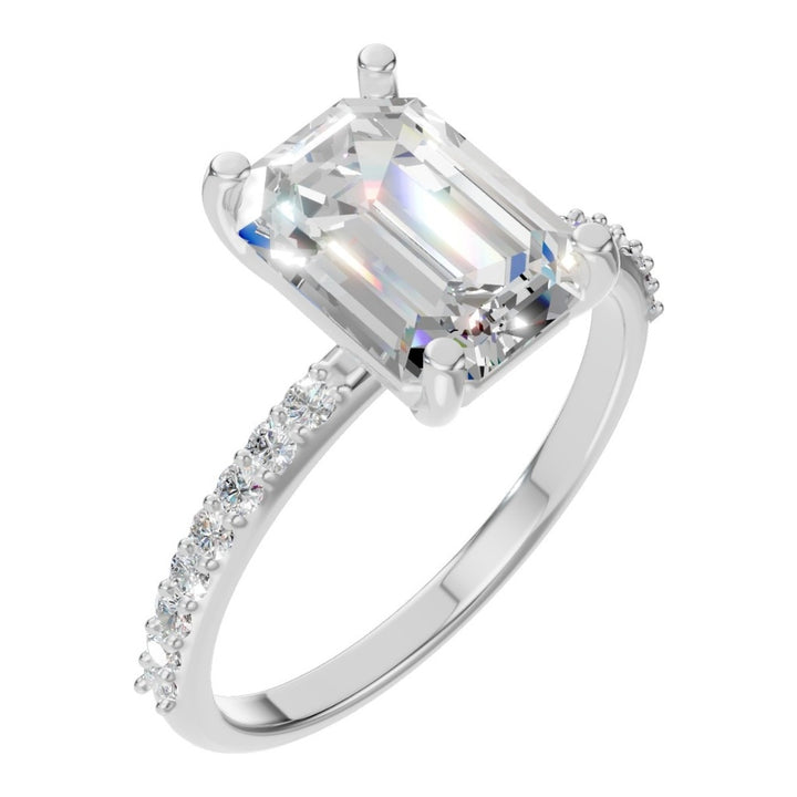 Accented Solitaire Ring Mounting - Emerald 9x6.5mm