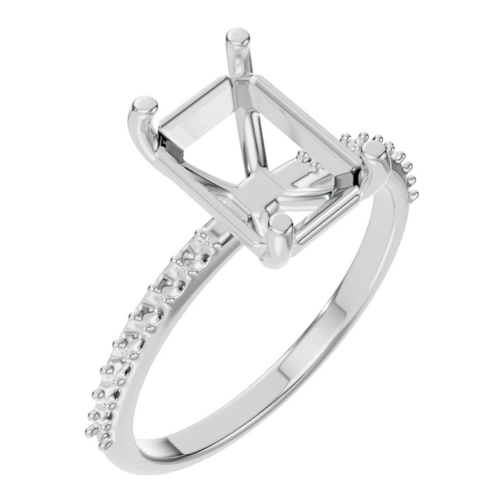 Accented Solitaire Ring Mounting - Emerald 9x6.5mm