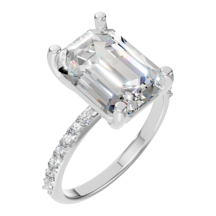 Accented Solitaire Ring Mounting - Emerald 11x8mm