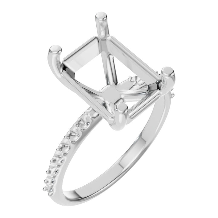 Accented Solitaire Ring Mounting - Emerald 11x8mm
