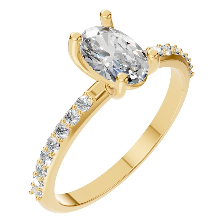 Accented Solitaire Ring Mounting - Oval 7x4.5mm