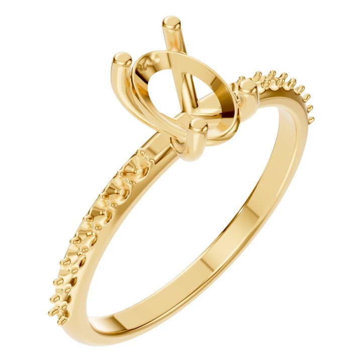 Accented Solitaire Ring Mounting - Oval 7x4.5mm