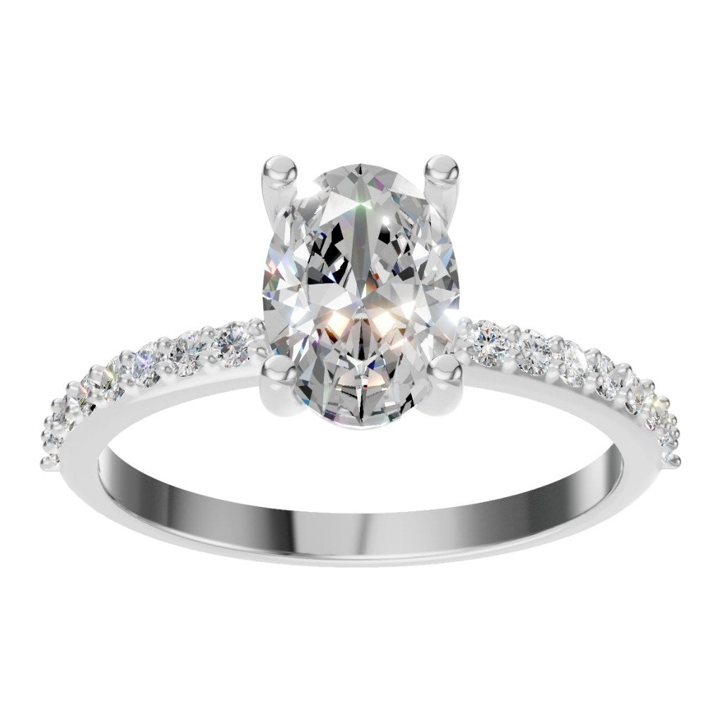 RI-8881 White Gold Ring SET - Front View