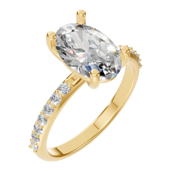 Accented Solitaire Ring Mounting - Oval 10x6.5mm
