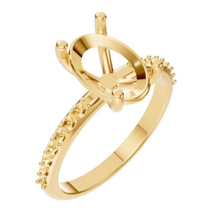 Accented Solitaire Ring Mounting - Oval 10x6.5mm