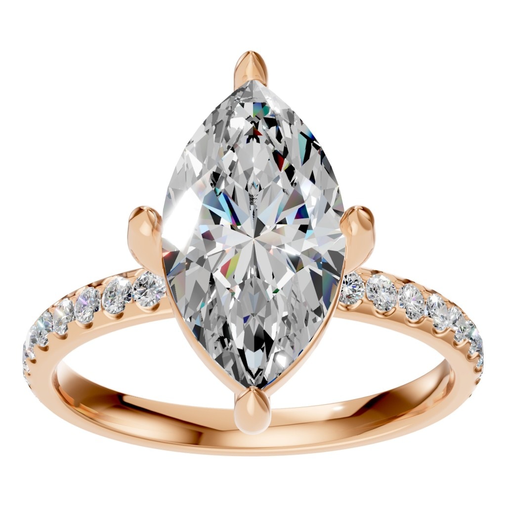 RI-9040 Rose Gold Ring SET - Front View