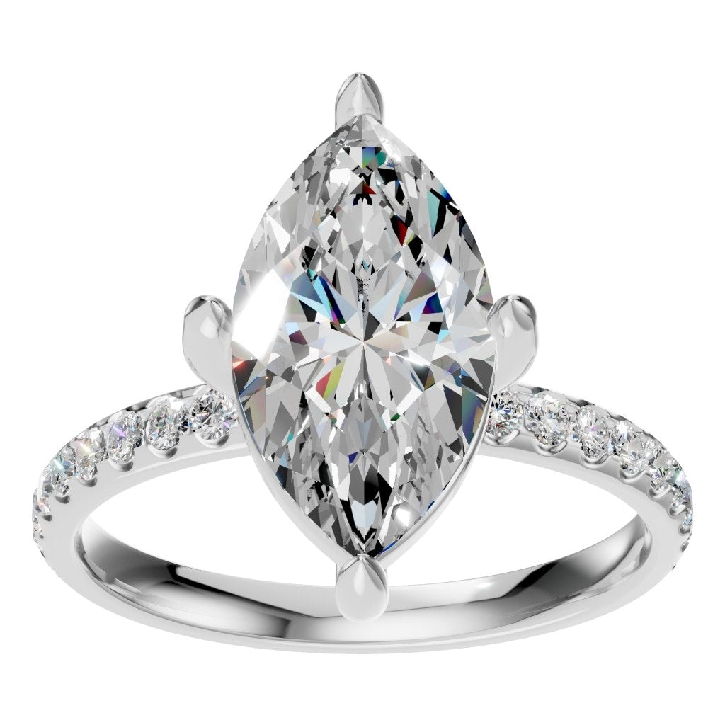 RI-9040 White Gold Ring SET - Front View