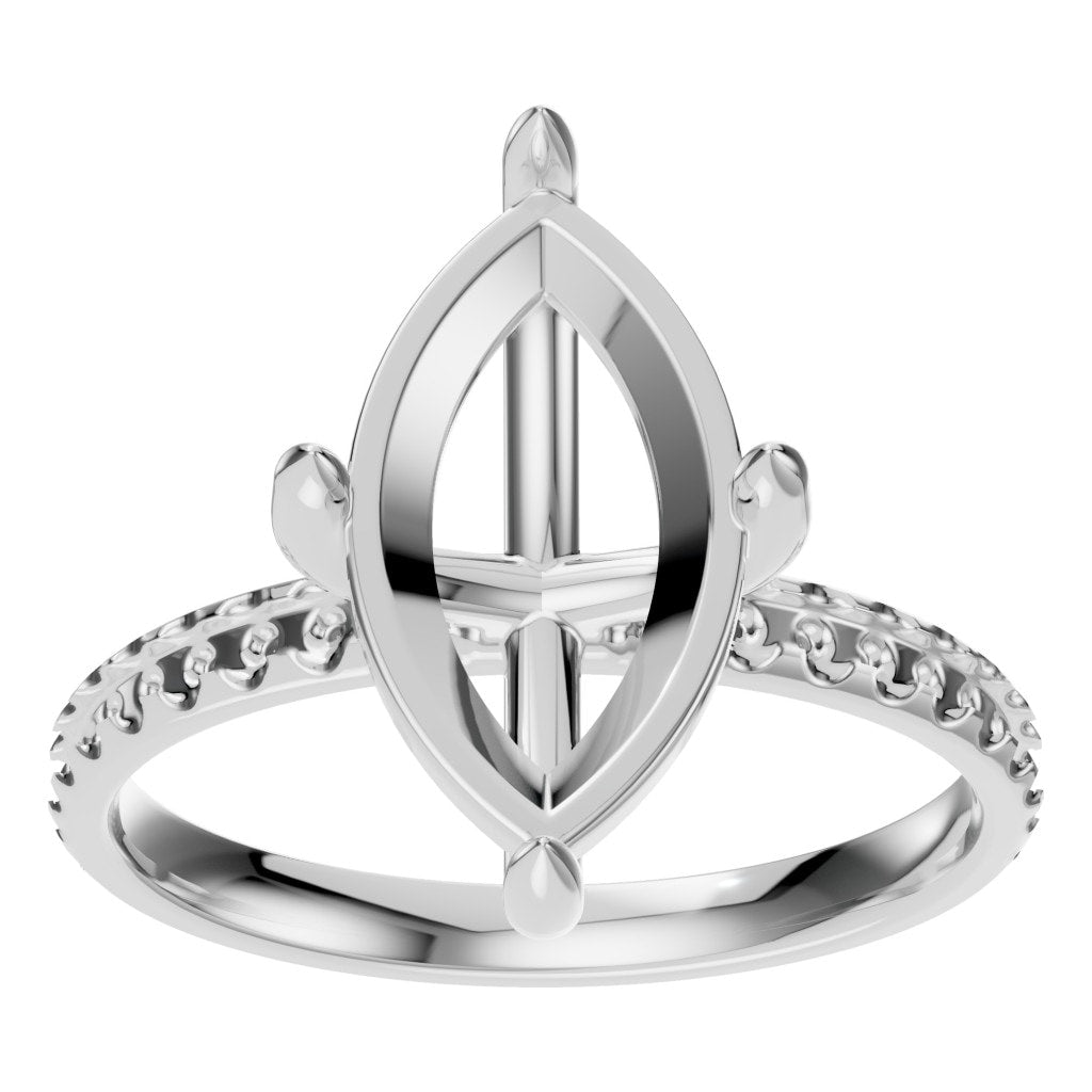 RI-9040 White Gold Ring UNSET - Front View