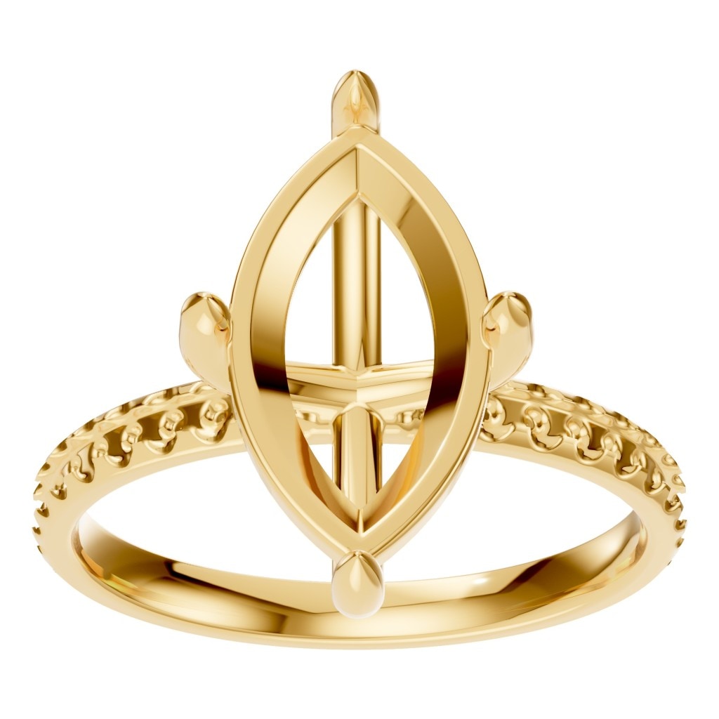 RI-9040 Yellow Gold Ring UNSET - Front View