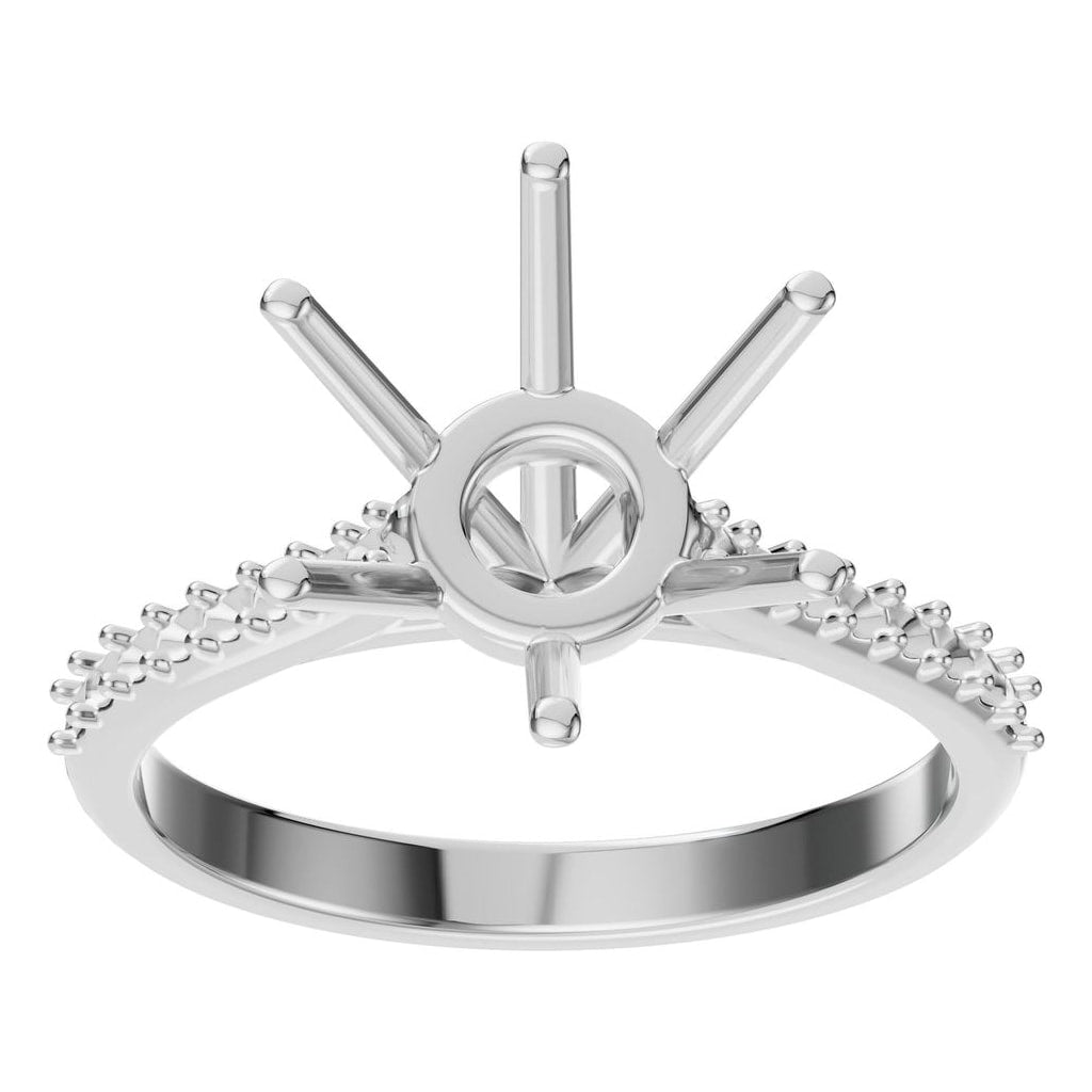 RI-9107 White Gold Ring UNSET - Front View