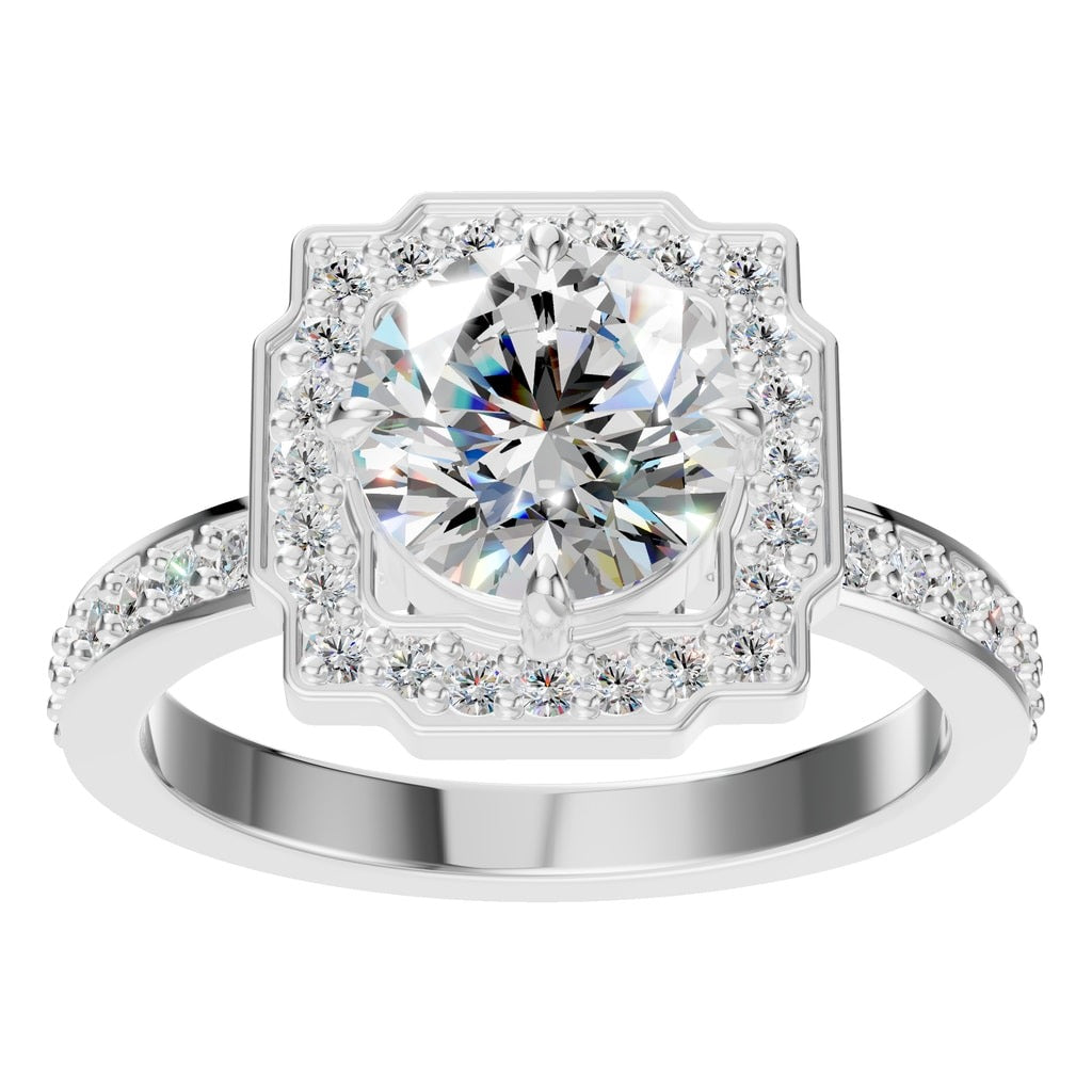 RI-9233 White Gold Ring SET - Front View