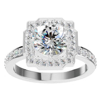 RI-9233 White Gold Ring SET - Front View