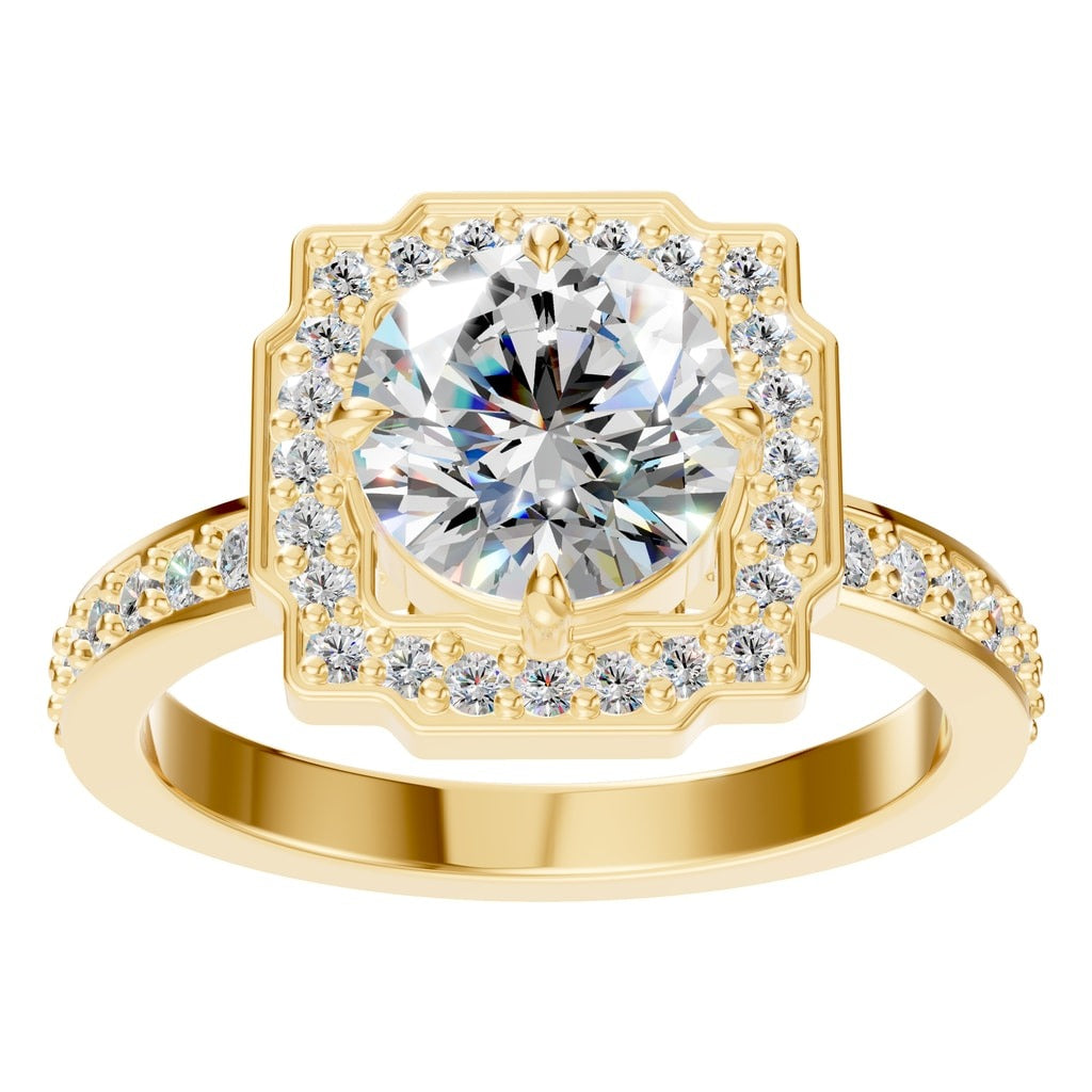 RI-9233 Yellow Gold Ring SET - Front View
