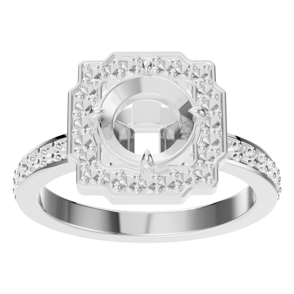 RI-9233 White Gold Ring UNSET - Front View