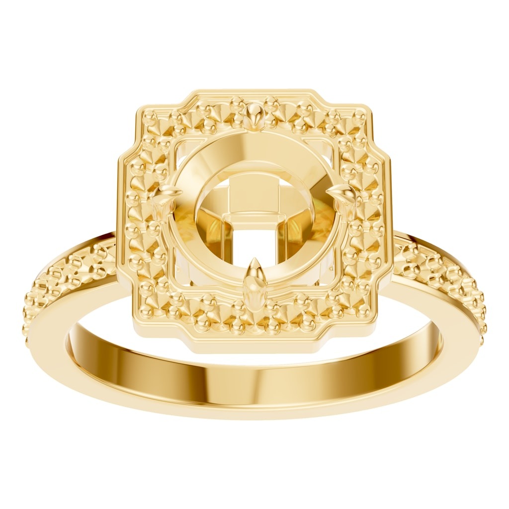 RI-9233 Yellow Gold Ring UNSET - Front View