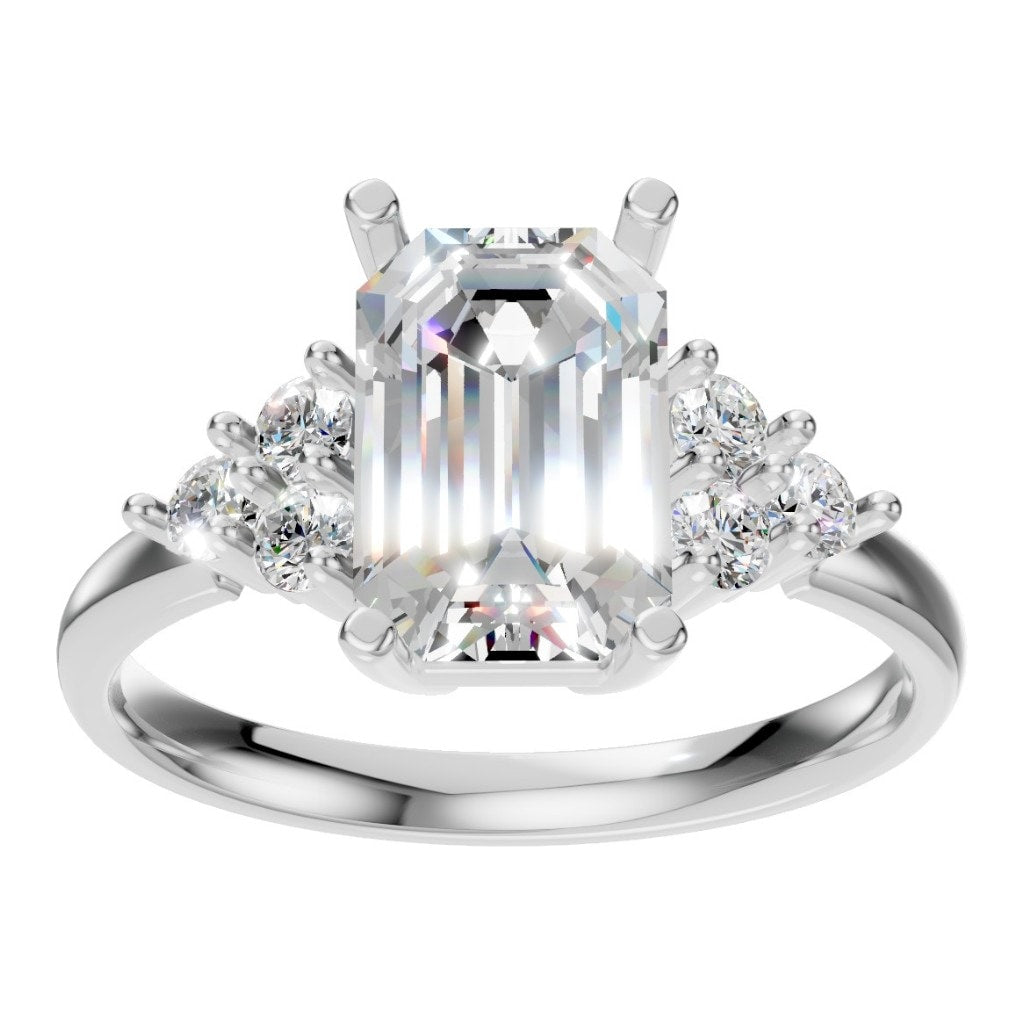 RI-9384 White Gold Ring SET - Front View