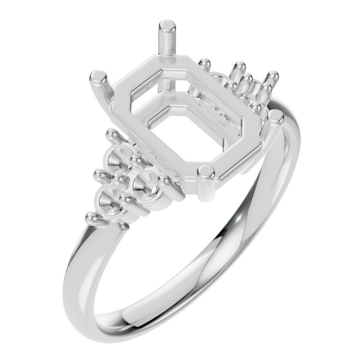 Seven Stone Ring Mounting - Emerald 9x6mm