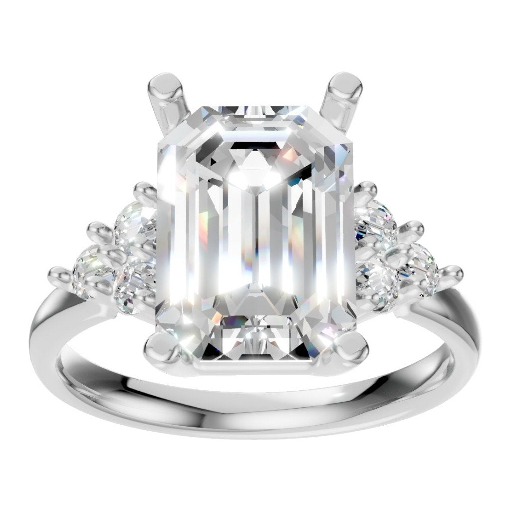 RI-9384 White Gold Ring SET - Front View