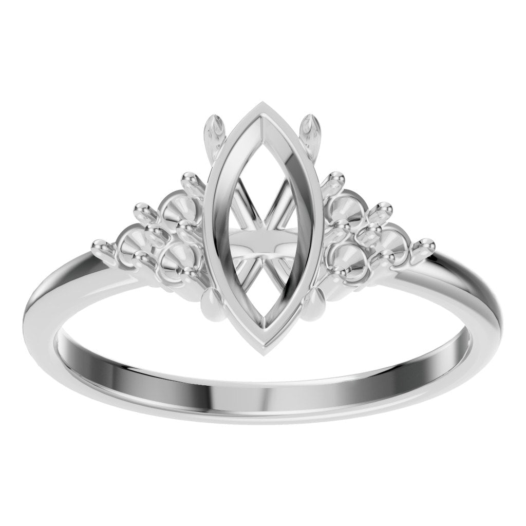 RI-9384 White Gold Ring UNSET - Front View