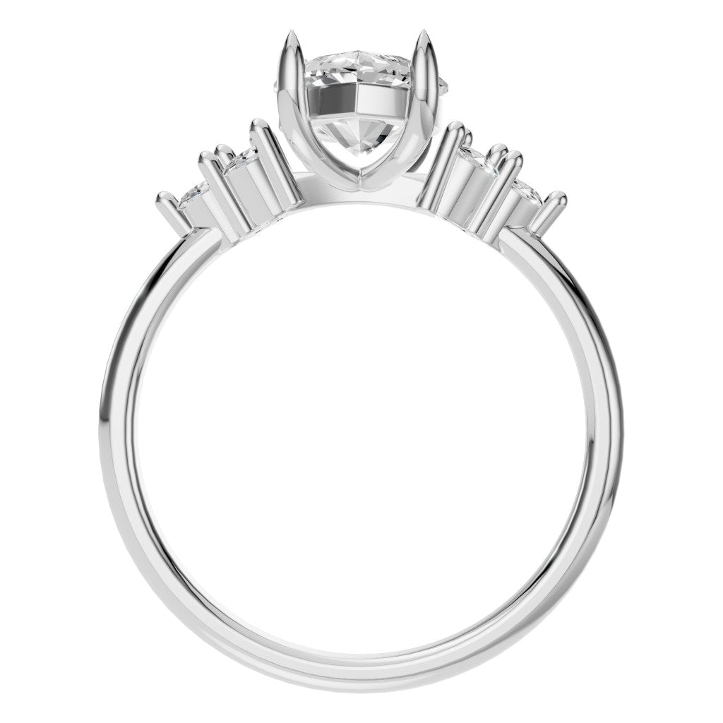 RI-9384 White Gold Ring SET - Top View