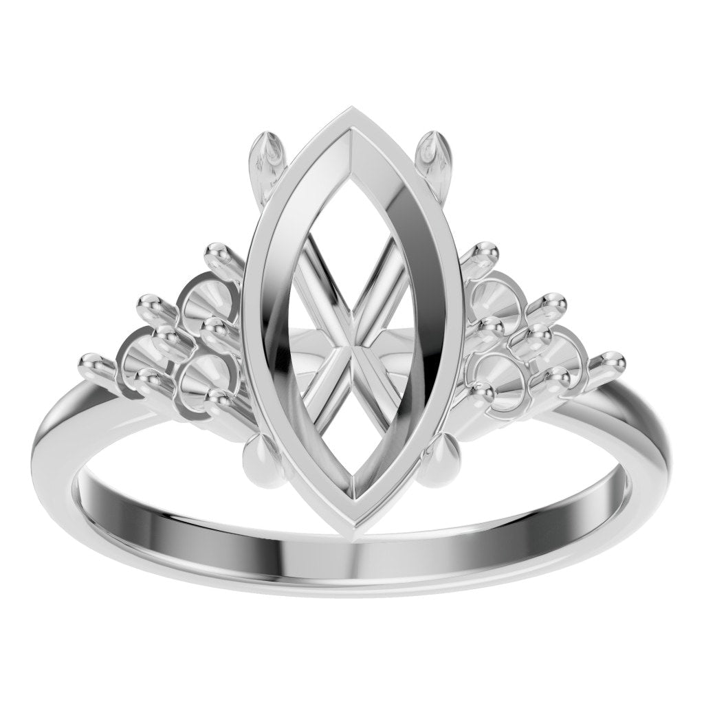 RI-9384 White Gold Ring UNSET - Front View