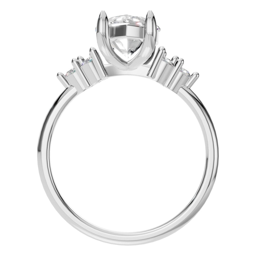 RI-9384 White Gold Ring SET - Top View