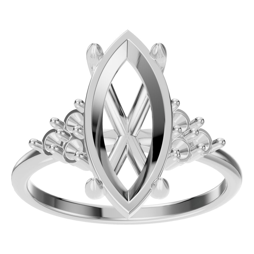RI-9384 White Gold Ring UNSET - Front View